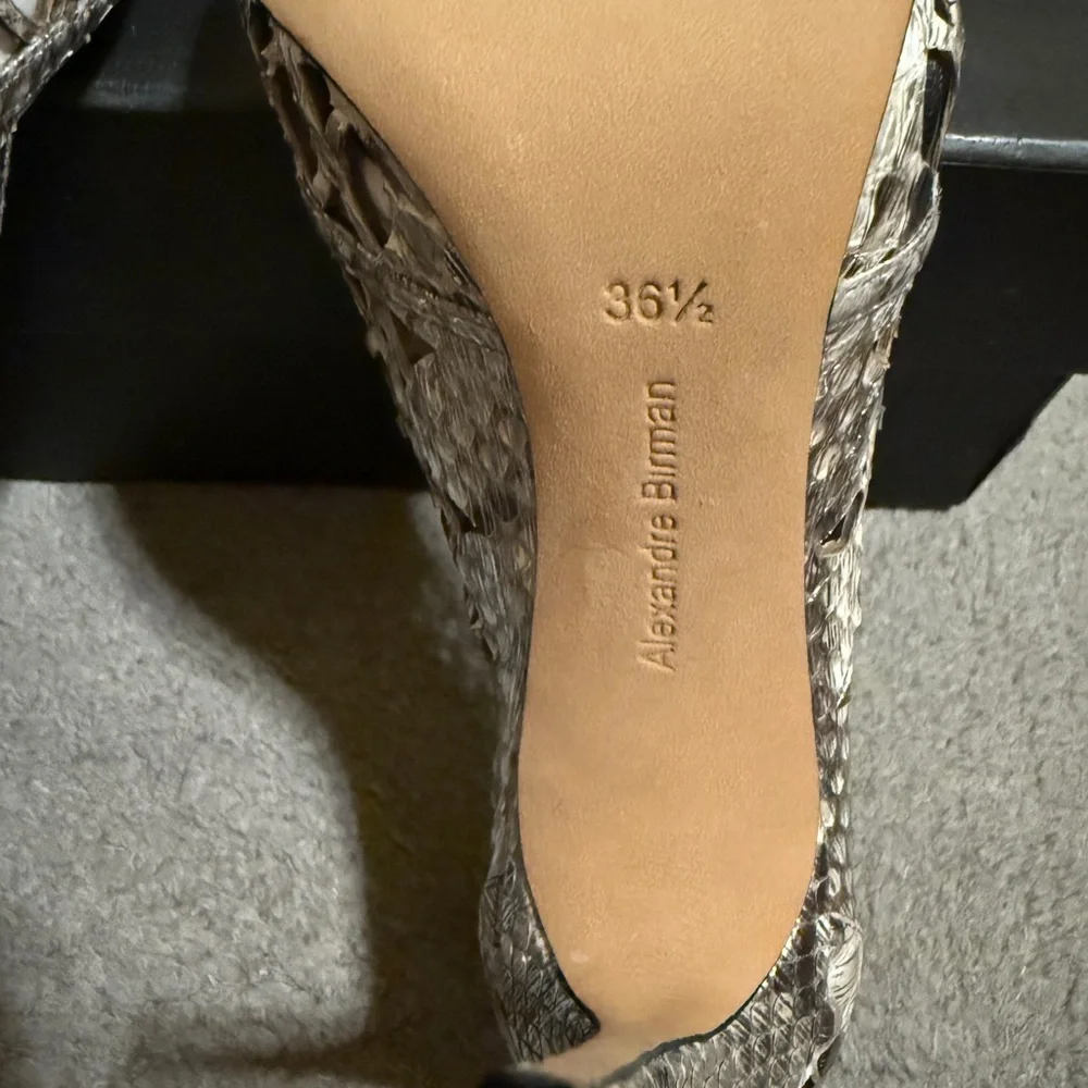 Alexandre Birman Snakeskin Laser Cut Cutout Stiletto Heels Size 36.5